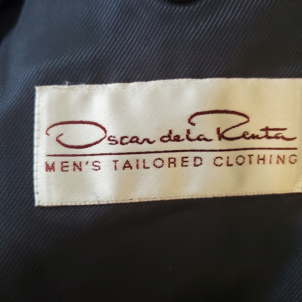 Oscar de la Renta Navy Herringbone Jacket - Picture 4 of 7